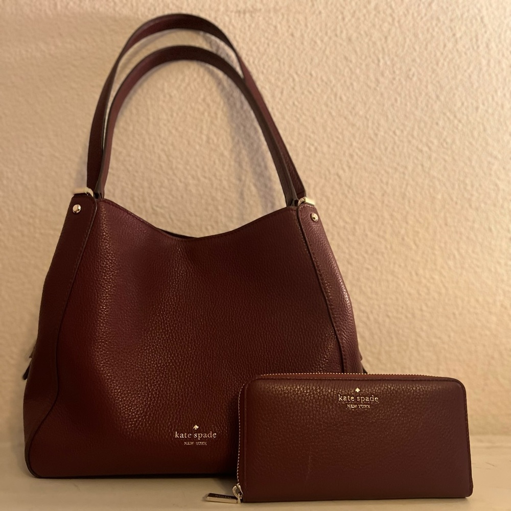 Cherrywood - Kate Spade Medium Shoulder Bag and Large Continental Wallet